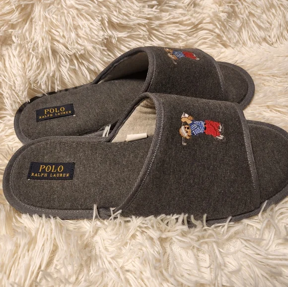 Polo Ralph Lauren Golf Bear Memory Foam Gray Slippers 13 s-l1200.jpg main image 2